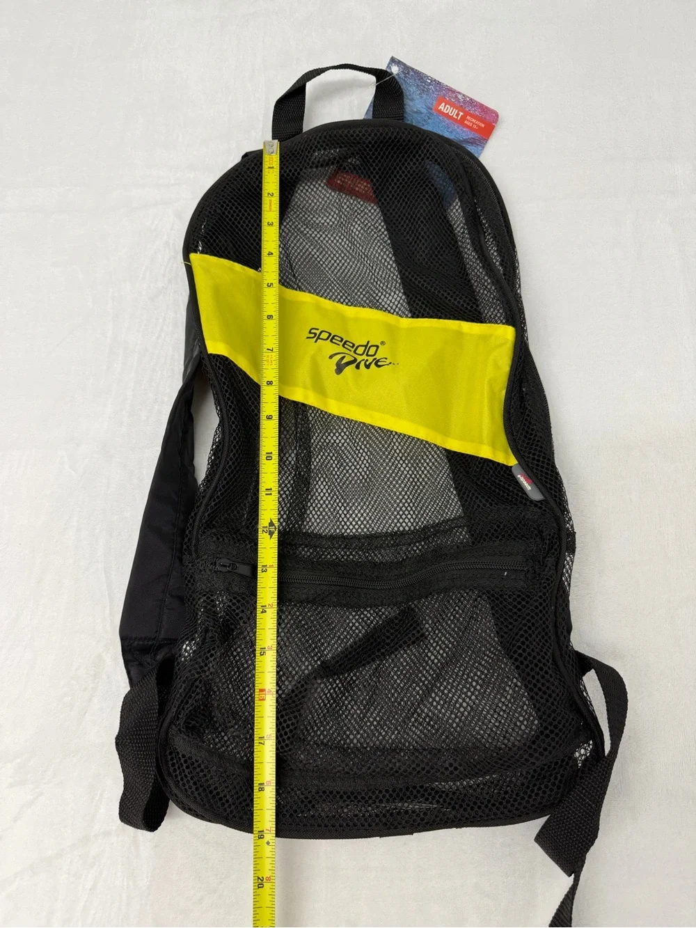 Speedo Hydroscope Snorkel Gear Mesh Backpack Bag Adult Swim Yellow Black NWT